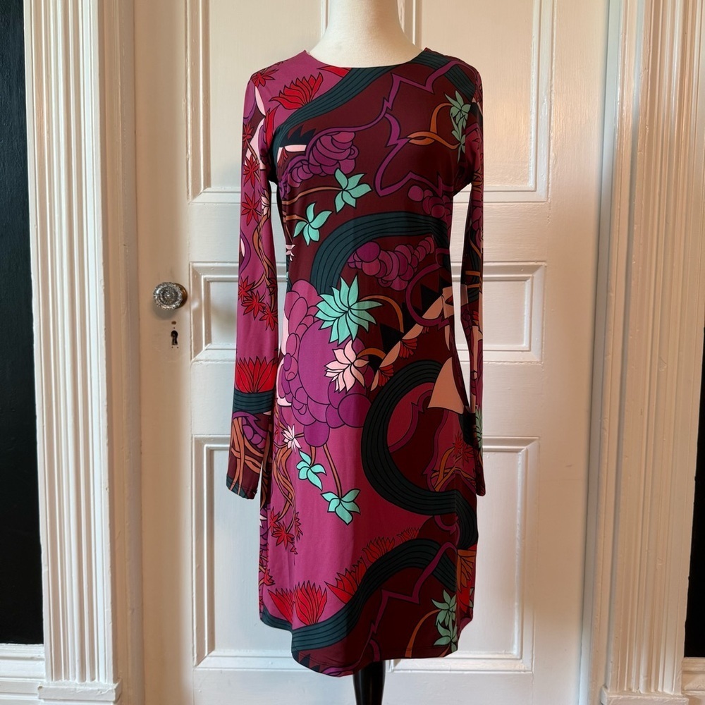 Flora Bea NYC Women’s Sweet Clover Morgan Mini Dress Medium Floral Pink Black